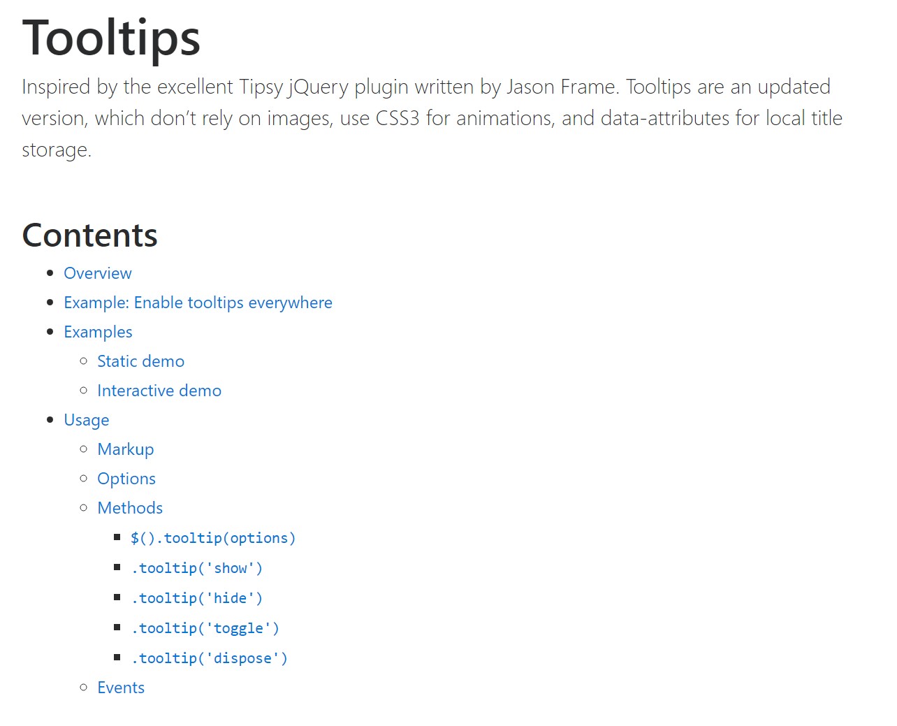 Bootstrap Tooltips official documentation